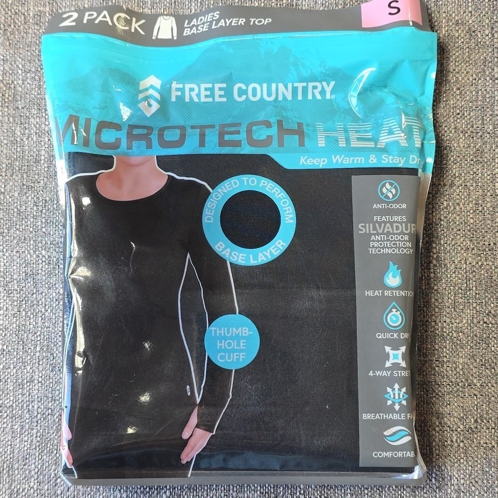 Free Country Women's 2 PACK Microtech Heat Base Layer Top Size Sm NEW SEALED